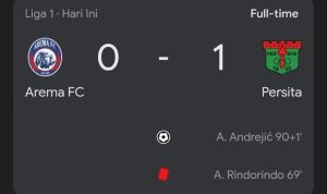 (Tangkapan layar live score Google) HitzSerpong.com